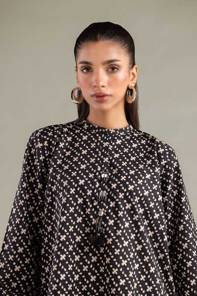 Printed | Cambric | Geometric Band Collar Kurta | GBP 20.00