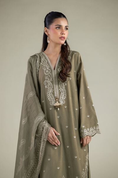 Embroidered | Cotton Dobby | Tailored 3-Piece Outfit | GBP 70.00