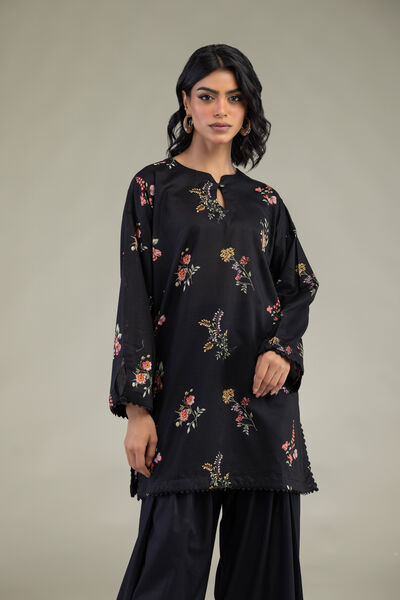Embroidered | Cambric | Black Floral Kurta | GBP 14.00