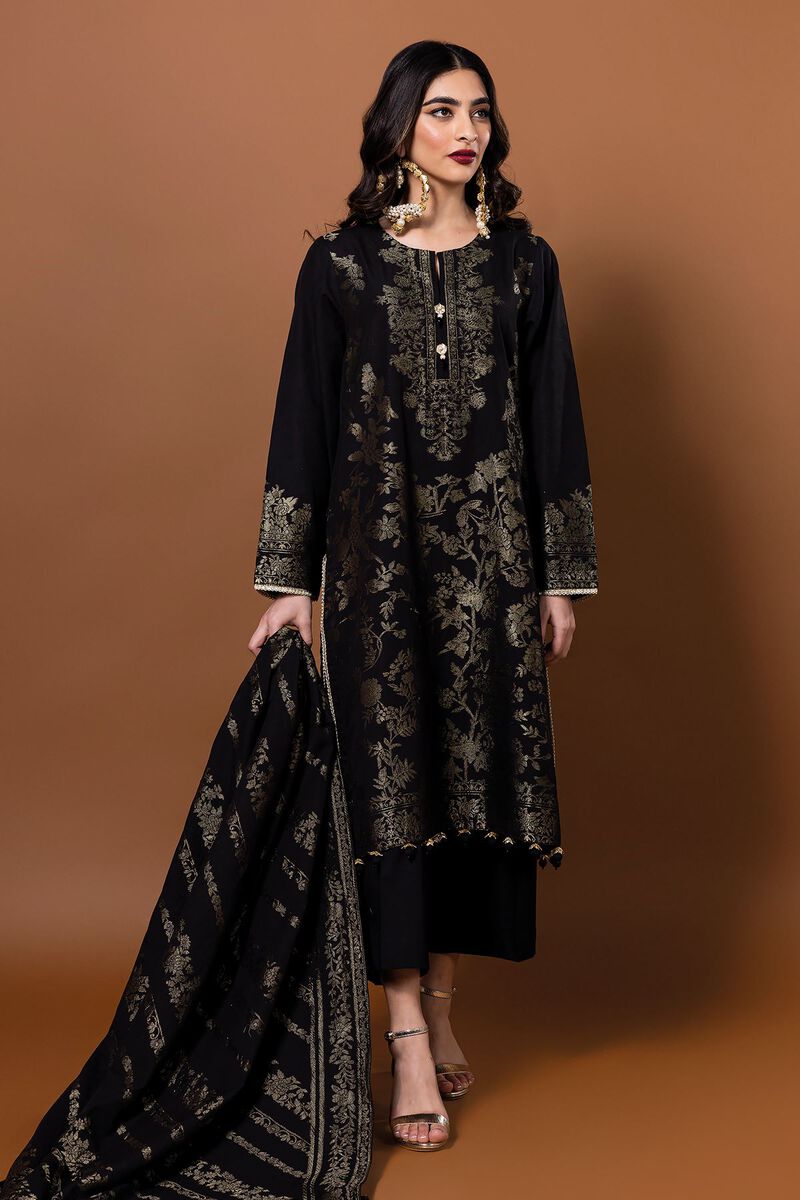 Dyed | Composed Polyester Brosha Jacquard | Fabrics 3 Piece | null