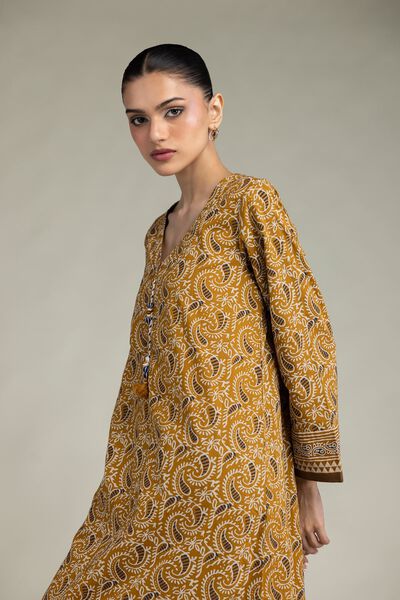 Printed | Cambric | Paisley V-Neck Kurta | GBP 35.00