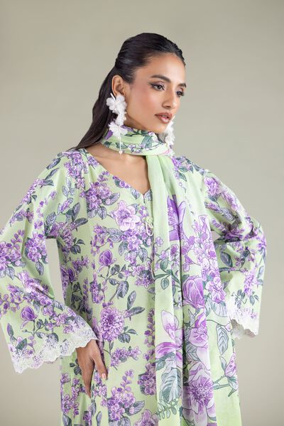Embroidered | Cambric | Floral V-Neck Kurta | GBP 30.00
