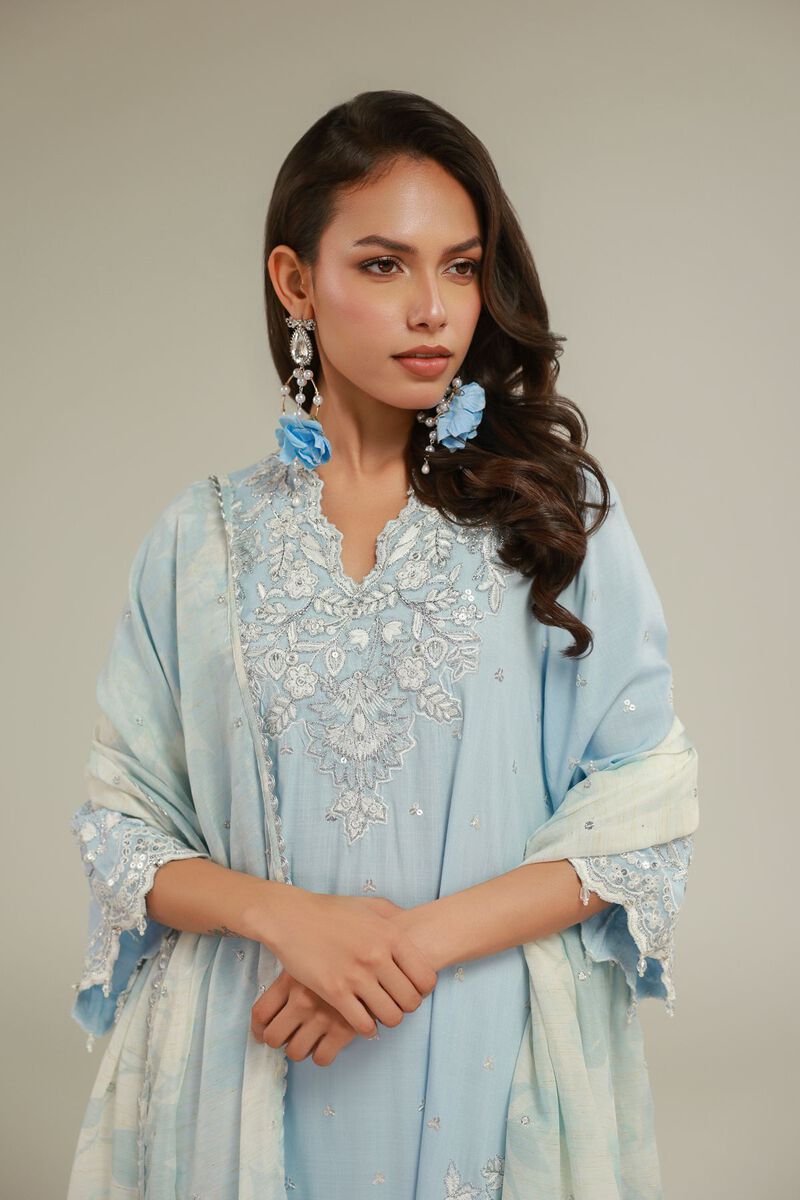 Embroidered | Raw Silk | Floral 3-piece Set | null