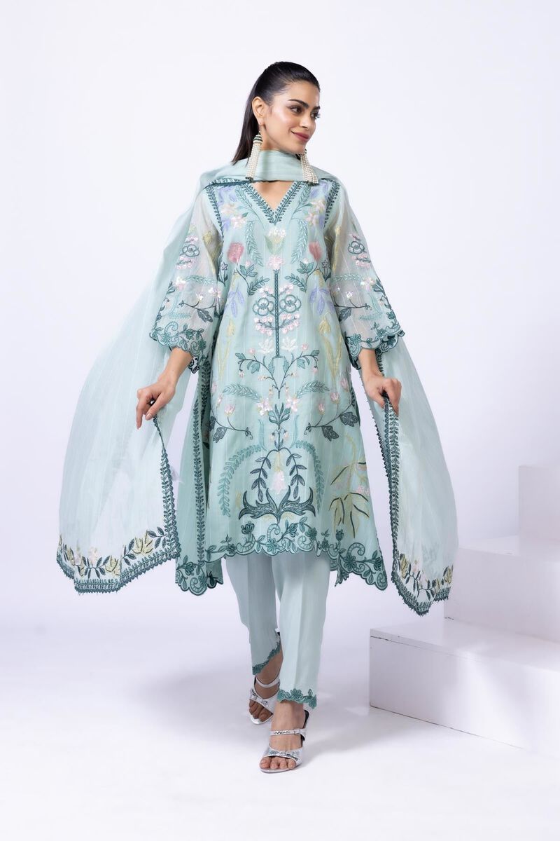 Embroidered | Cotton Zari Organza | Kurta | GBP 60.00