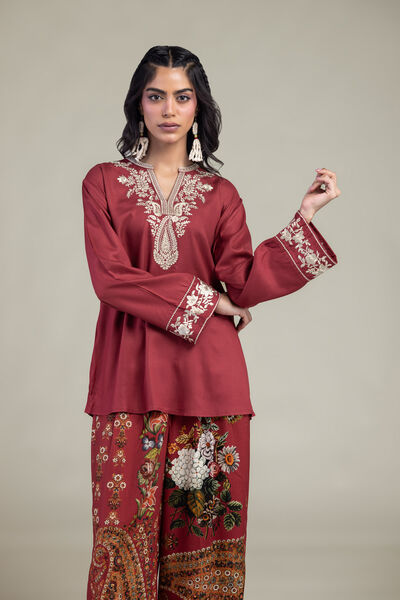Embroidered | Viscose Crepe | Viscose V-Neck Tunic | GBP 30.00