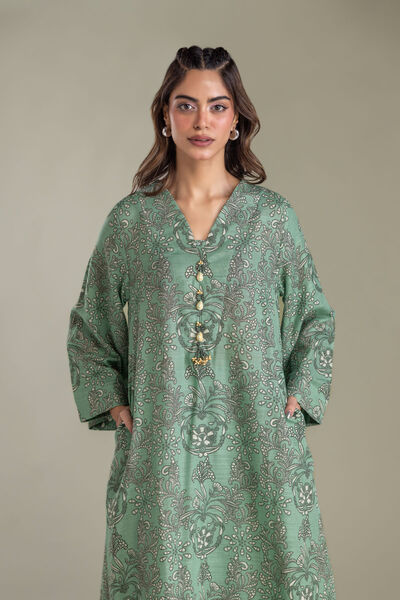 Printed | Light Khaddar | Longline Khaddar Kurta | GBP 35.00
