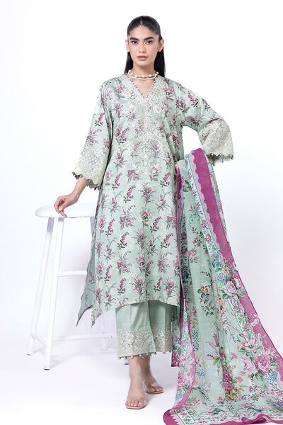 Embroidered | Cotton Satin | Fabrics 3 Piece | GBP 27.50