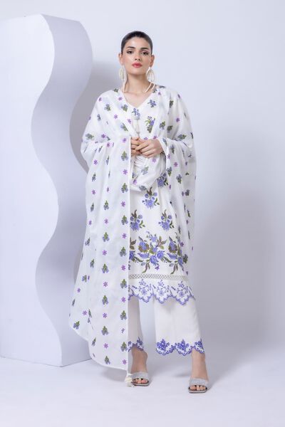 Embroidered | Crosshatch Raw Silk | Pants | GBP 20.00