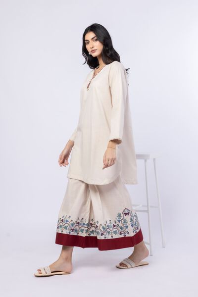 Embroidered | Crosshatch Poplin | Pants | GBP 25.00