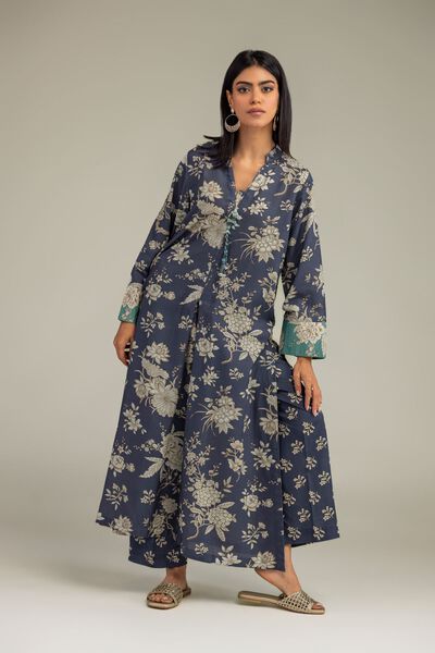 Printed | Raw Silk | Floral Navy Pants | GBP 30.00