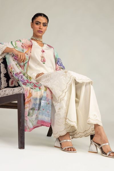 Embroidered | Raw Silk | Floral Longline Kurta | GBP 55.00