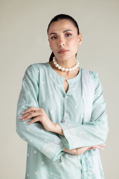 Embroidered | Textured Cotton | Tailored 3 Piece | GBP 80.00