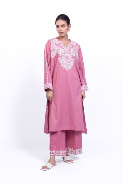 Embroidered | Cotton Dobby | Pink Cotton Pants | GBP 17.00