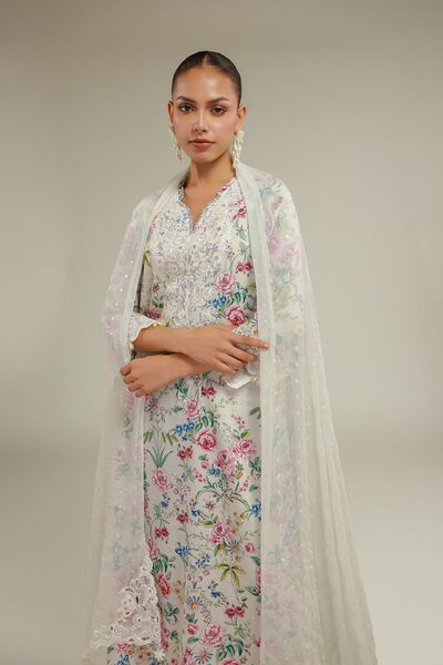 Embroidered | Raw Silk | Floral Longline Kurta | GBP 45.00