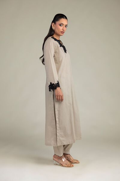 Embroidered | Cambric | Beige Dotted Shalwar | GBP 7.50