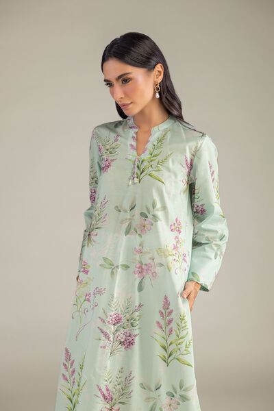 Printed | Cambric | Mint Long Kurta | GBP 30.00