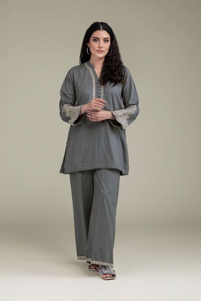 Embroidered | Cotton Dobby | Solid Cotton Pants | GBP 15.00