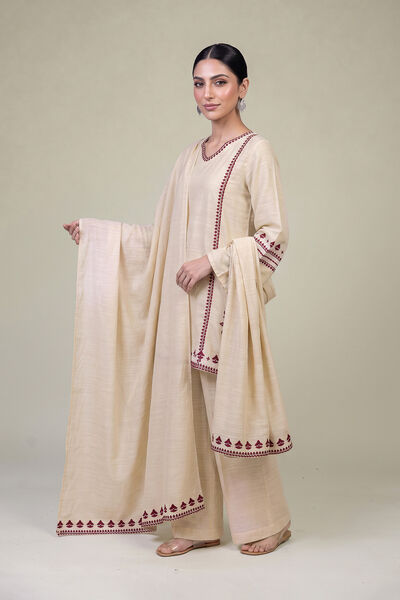 Embroidered | Light Khaddar | Floral Beige Dupatta | GBP 30.00