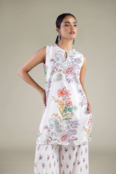 Embroidered | Viscose | Floral Sleeveless Kurta | GBP 30.00