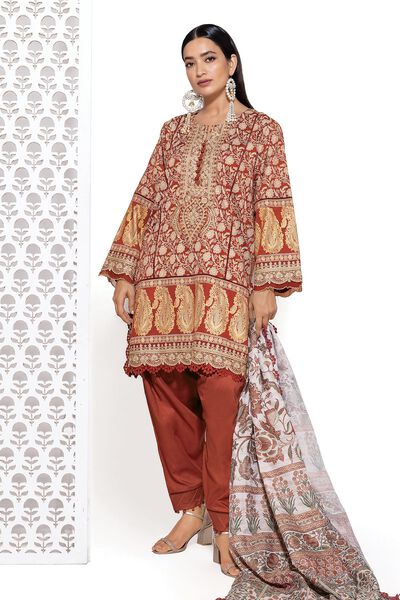 Embroidered | Cotton Satin | Tailored 3 Piece | GBP 35.00