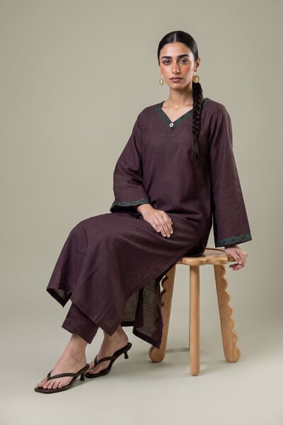 Embroidered | Light Khaddar | Longline V-Neck Kurta | GBP 30.00