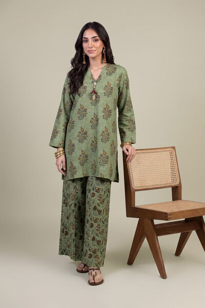 Printed | Light Khaddar | V-Neck Floral Kurta | GBP 30.00