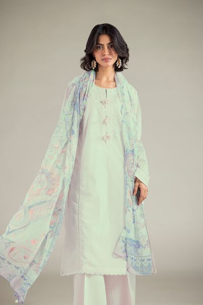 Embroidered | Cotton Dobby | Tailored 3-Piece Set | GBP 35.00