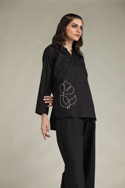 Embroidered | Poplin | Black Poplin Shirt | GBP 25.00