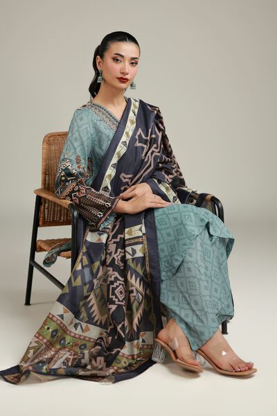 Embroidered | Polyester Silk | Navy Geometric Dupatta | GBP 20.00