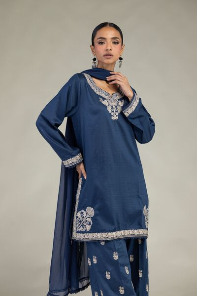 Embroidered | Dobby | Tailored 3-Piece Dress | GBP 70.00