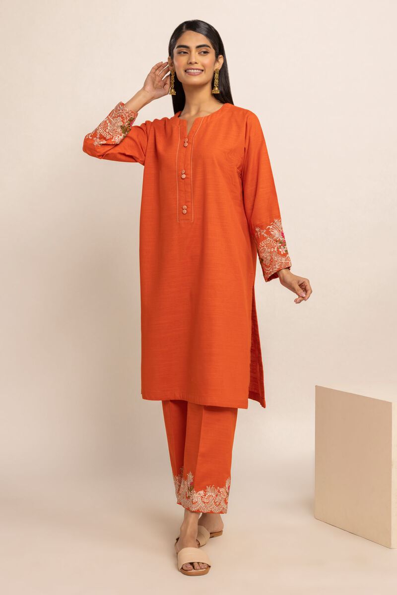 Kurta | Embroidered, RUST, hi-res image number null