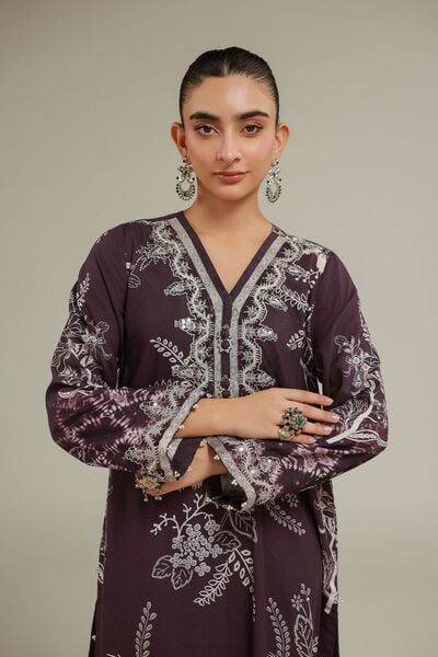 Embroidered | Raw Silk | Floral Longline Kurta | GBP 40.00