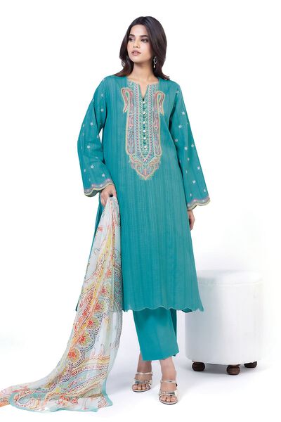 Embroidered | Textured Cotton | Tailored 3 Piece | GBP 30.00