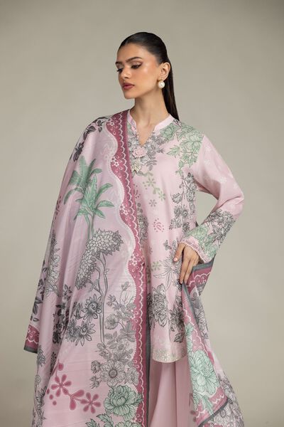 Embroidered | Polyester Silk | Floral Pink Dupatta | GBP 20.00
