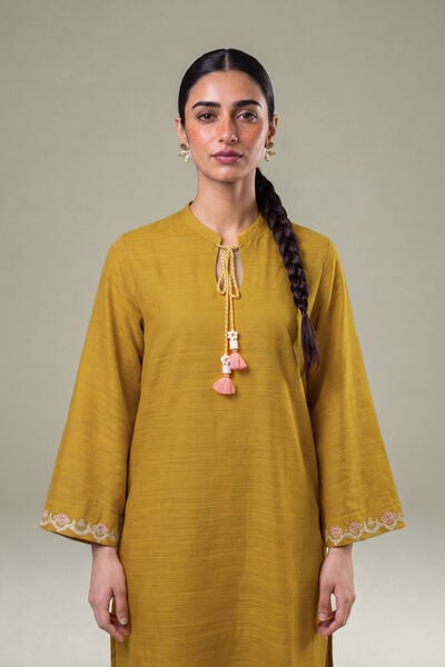 Embroidered | Light Khaddar | Mustard Khaddar Kurta | GBP 35.00