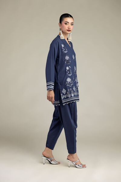 Embroidered | Raw Silk | Silk Navy Shalwar | GBP 25.00