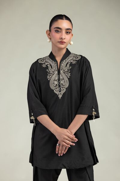 Embroidered | Arabic Lawn | Black Lawn Kurta | GBP 30.00