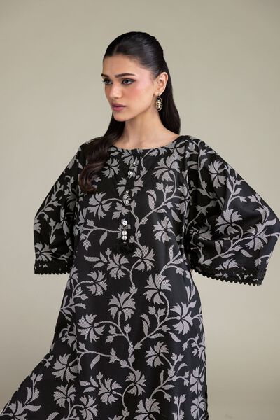 Printed | Cotton Viscose | Black Floral Kurta | GBP 30.00