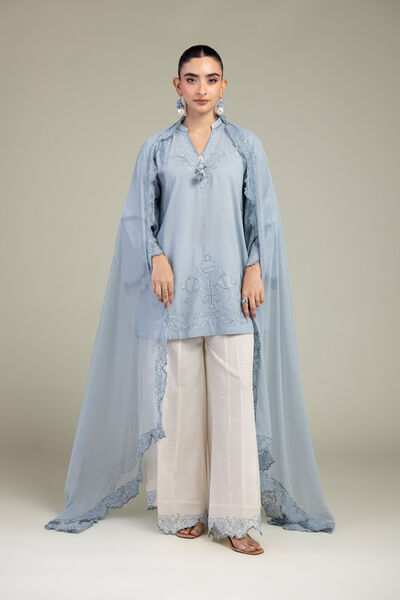 Embroidered | Raw Silk | Blue Silk Kurta | GBP 45.00