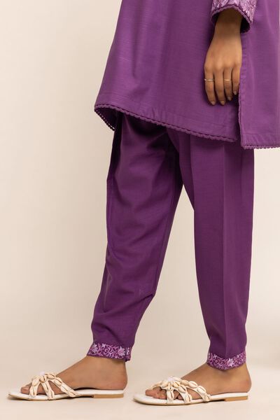 Shalwar | Embroidered, PURPLE, hi-res