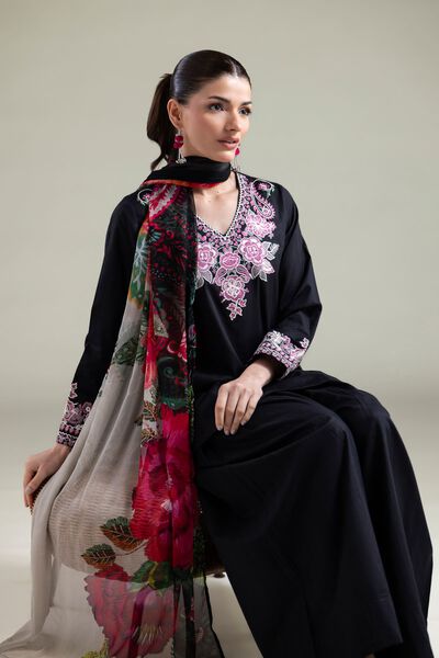 Embroidered | Cotton Dobby | Floral V-Neck Kurta | GBP 15.00