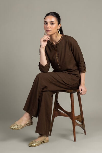 Dyed | Crepe | Brown Crepe Shirt | GBP 30.00