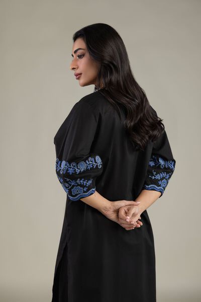 Embroidered | Cambric | Black Cambric Kurta | GBP 35.00