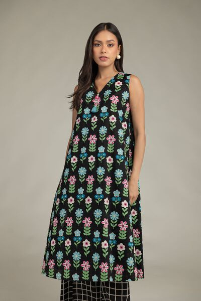 Printed | Cambric | Black Cambric Kurta | GBP 30.00