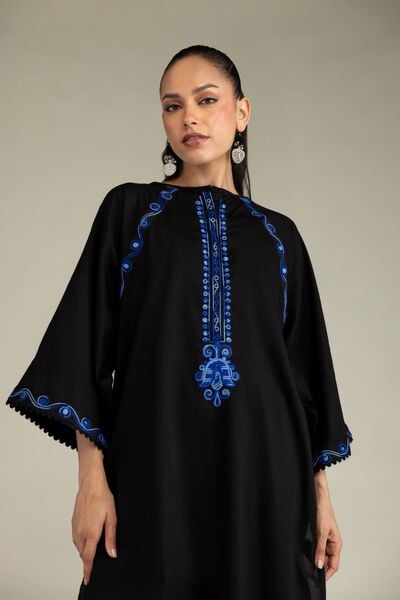 Embroidered | Cambric | Black Cambric Kurta | GBP 35.00