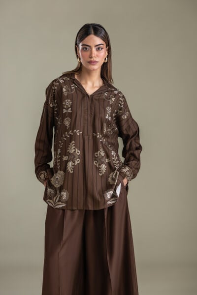 Printed | Viscose Crepe | Brown Floral Shirt | GBP 30.00