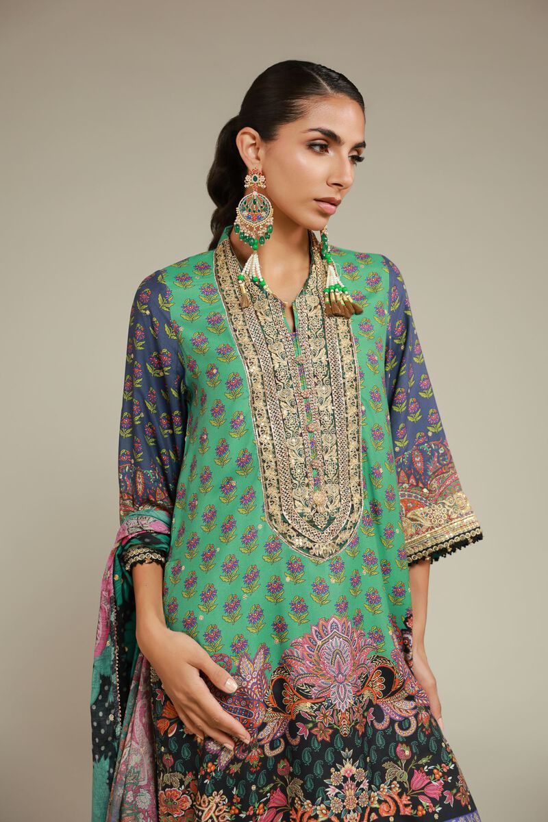 Embroidered | Raw Silk | 3 Piece Co-ord Set | null