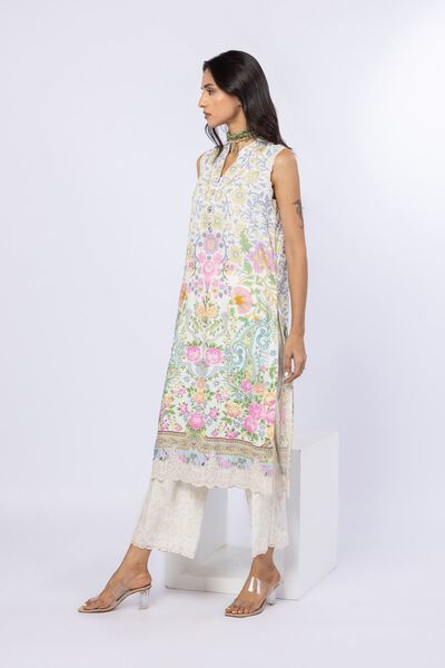 Embroidered | Crosshatch Raw Silk | Pants | GBP 25.00