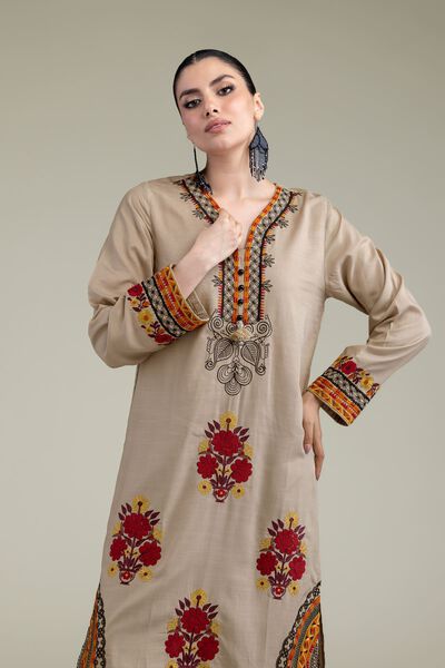 Embroidered | Raw Silk | Floral Silk Kurta | GBP 35.00