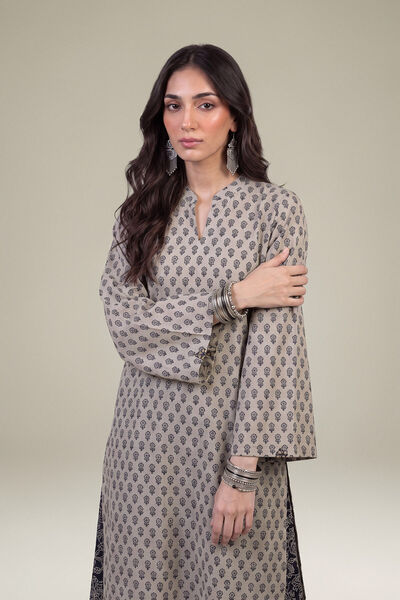 Printed | Light Khaddar | Longline V-Neck Kurta | GBP 30.00